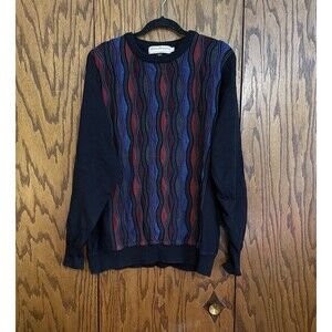 Vintage Coogi Style Sweater Mens XL Textured Knit Striped Canada Norm Thompson